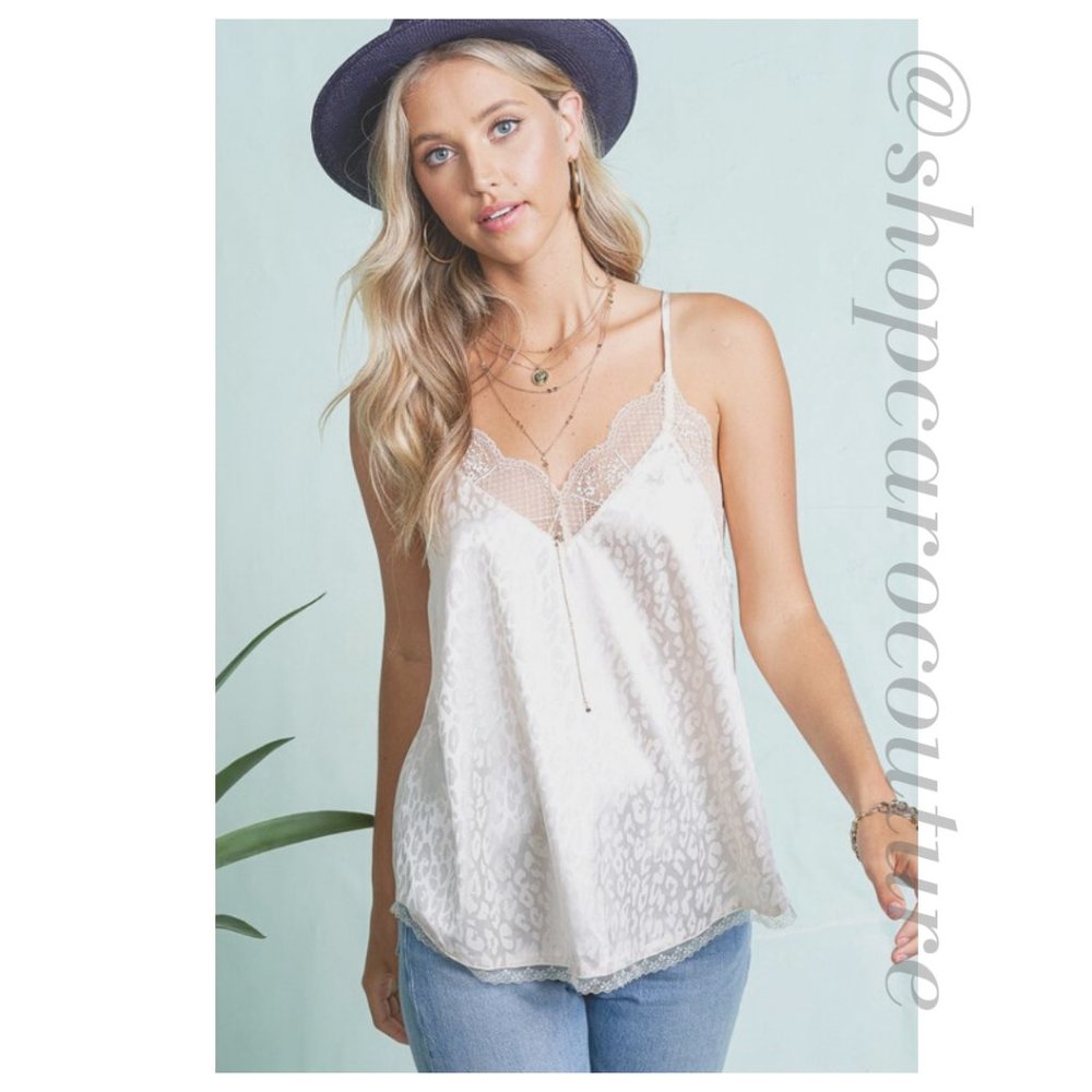 LA MIEL Silky Tonal Leopard Print Camisole - size small